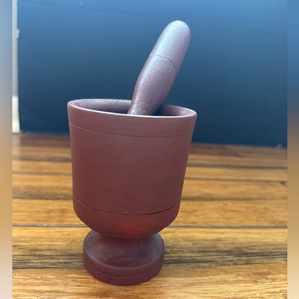 Vintage Wood Mortar & Pestle Masher Grinder Apothecary Kitchen 4.5"